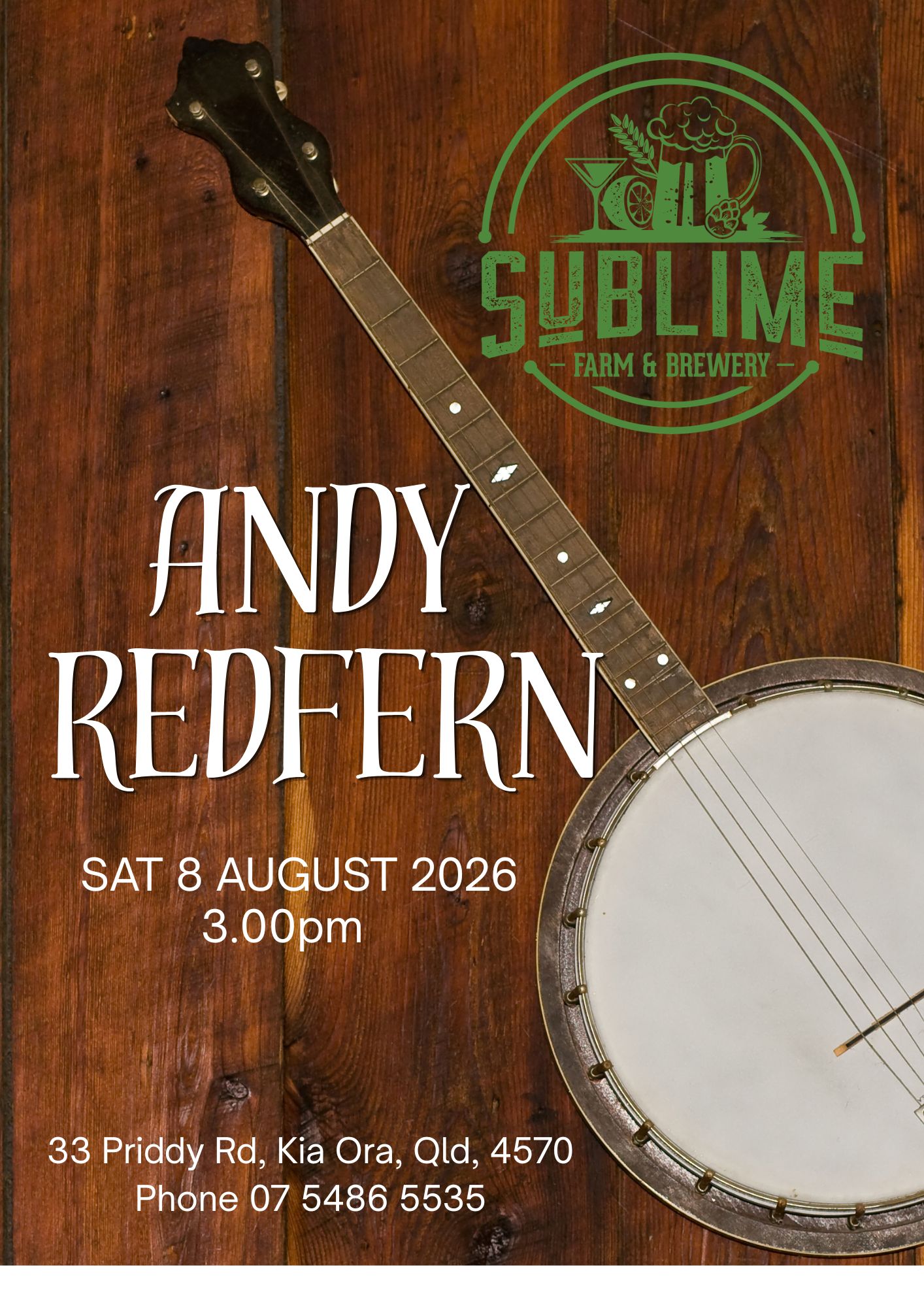 Andy Redfern – Sat 8 Aug – 3pm