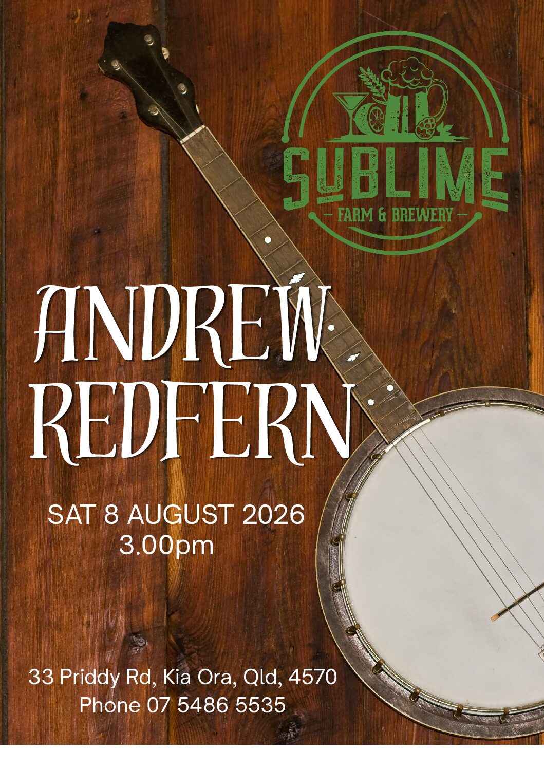 Andrew Redfern – Sat 8 Aug – 3pm