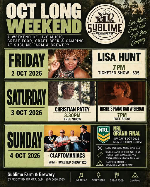Sublime Oct Mini Fest Long Weekend – 2-4 Oct 2026