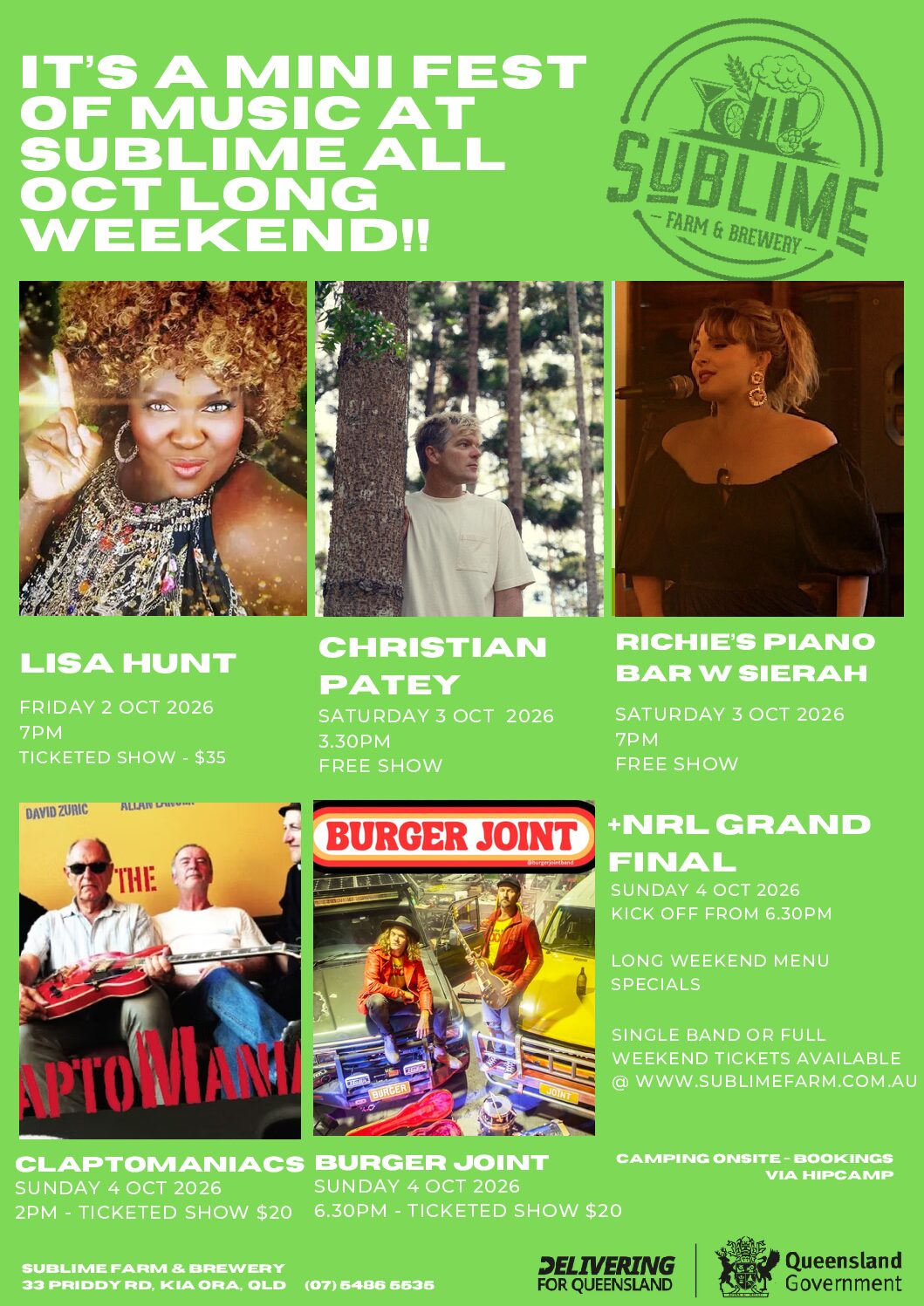 Sublime Oct Mini Fest Long Weekend – 2-4 Oct 2026